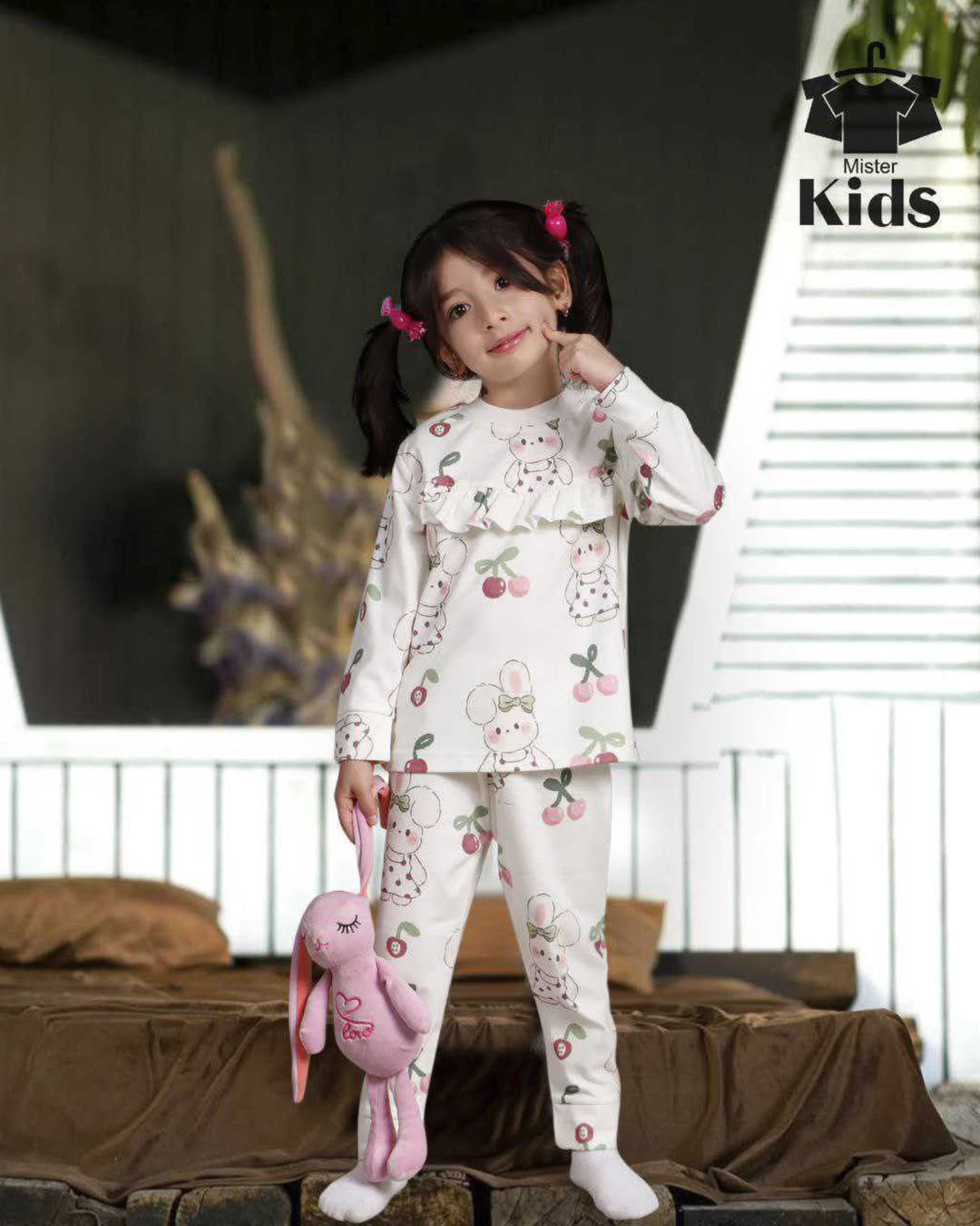 ست خانگی خرگوش و گیلاس دخترانه سایزبندی ۱ تا ۹ سال