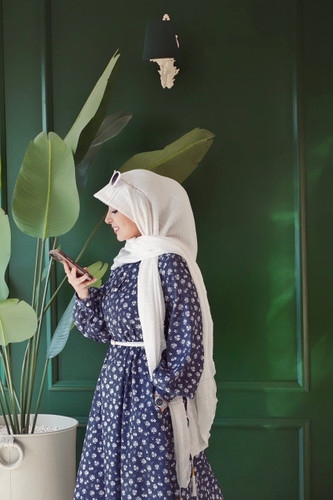 پیراهن فاخر کبریتی گلریز سورمه ای